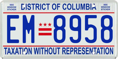 DC license plate EM8958