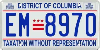 DC license plate EM8970
