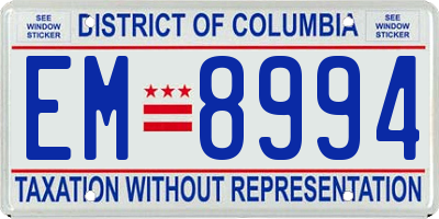 DC license plate EM8994