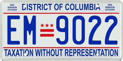 DC license plate EM9022