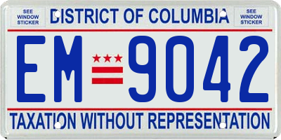 DC license plate EM9042