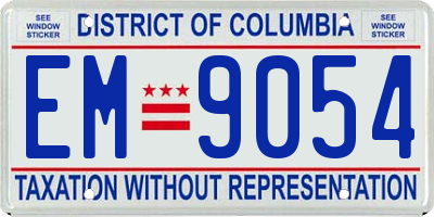 DC license plate EM9054