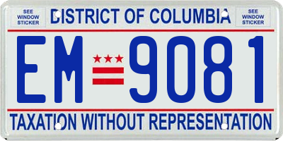 DC license plate EM9081