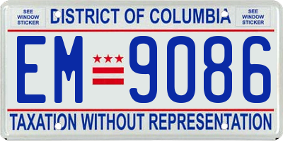 DC license plate EM9086