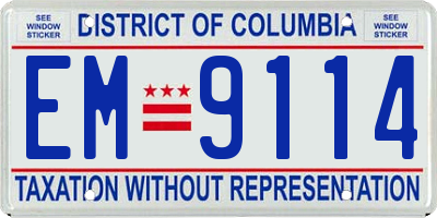 DC license plate EM9114