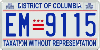 DC license plate EM9115