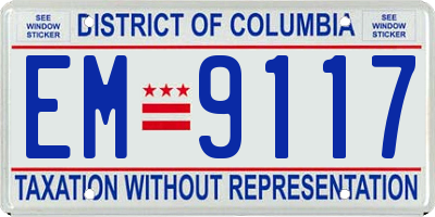 DC license plate EM9117