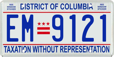 DC license plate EM9121