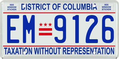 DC license plate EM9126