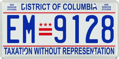 DC license plate EM9128