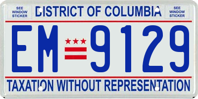 DC license plate EM9129