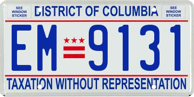 DC license plate EM9131