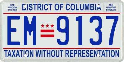 DC license plate EM9137