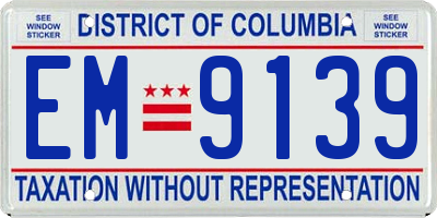 DC license plate EM9139
