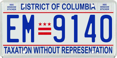 DC license plate EM9140