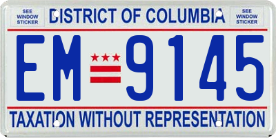 DC license plate EM9145
