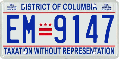 DC license plate EM9147