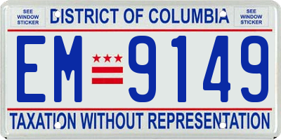 DC license plate EM9149