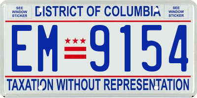 DC license plate EM9154
