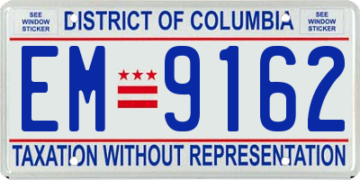 DC license plate EM9162