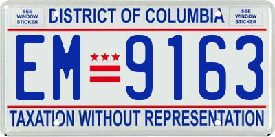DC license plate EM9163