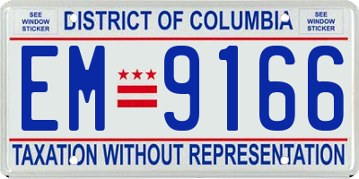 DC license plate EM9166