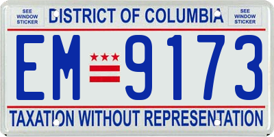 DC license plate EM9173