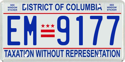 DC license plate EM9177