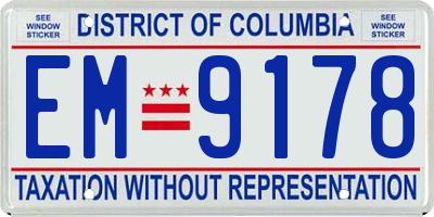 DC license plate EM9178