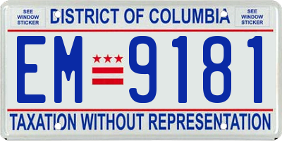 DC license plate EM9181