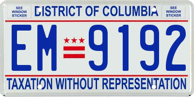DC license plate EM9192