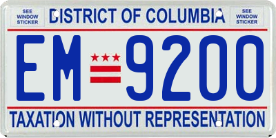 DC license plate EM9200