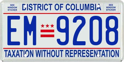 DC license plate EM9208