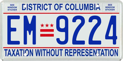 DC license plate EM9224