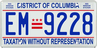 DC license plate EM9228