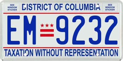 DC license plate EM9232