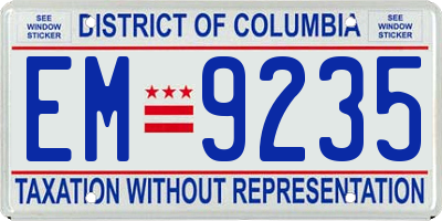 DC license plate EM9235