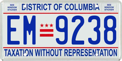 DC license plate EM9238
