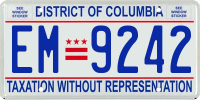 DC license plate EM9242