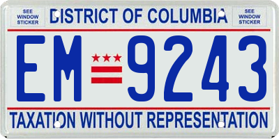 DC license plate EM9243