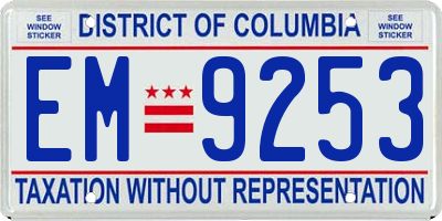 DC license plate EM9253