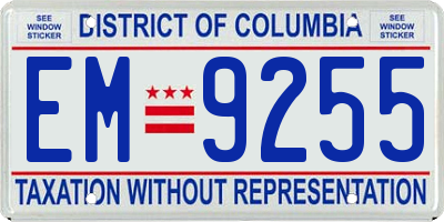 DC license plate EM9255