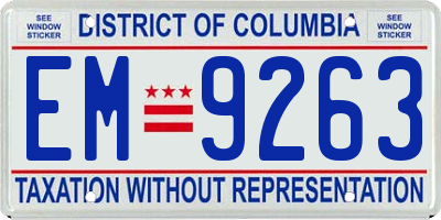 DC license plate EM9263