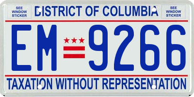 DC license plate EM9266