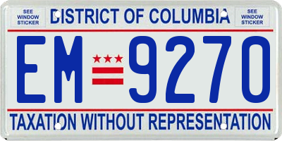 DC license plate EM9270