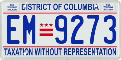 DC license plate EM9273