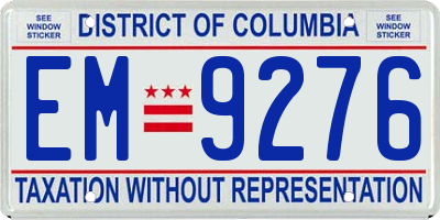 DC license plate EM9276