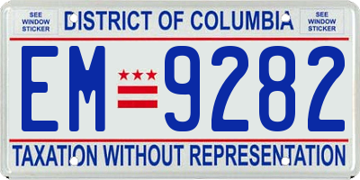 DC license plate EM9282