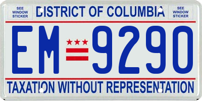 DC license plate EM9290