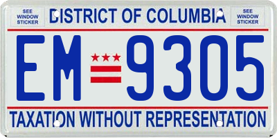 DC license plate EM9305
